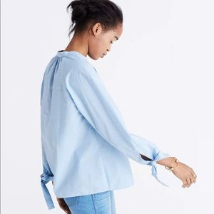 Madewell Striped Tie-Sleeve Popover Top